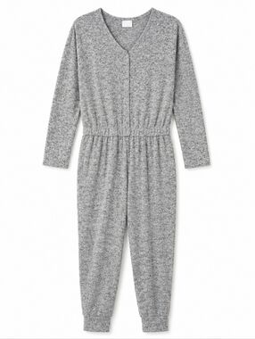 2/$20 Gap Kids Grey Jumpsuit M 8 Button Front Jogger Soft Stretch